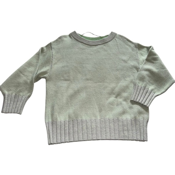 Free People Street Fair Tunic Sweater Lime Grey Combo - Picture 2 of 6